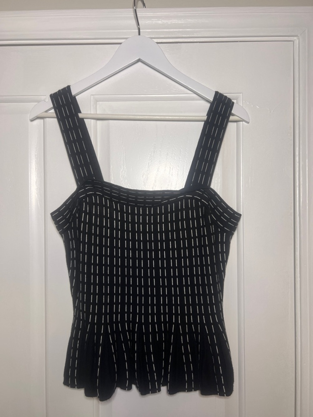 Express Black Knit Tank with Contrast White Stitching